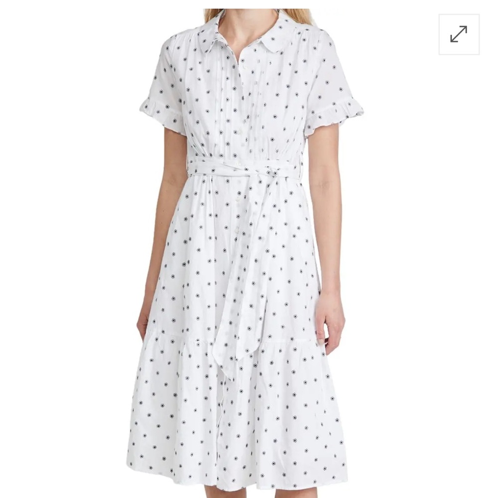 Alex Mill White Midi Shirt Dress with Black Star Print